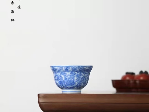 青花福山寿海杯