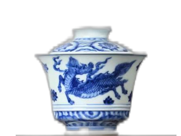 青花麒麟盖碗