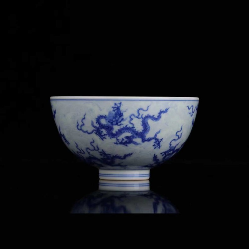 青花九龙海水杯王